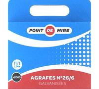 Point de Mire - Agrafes N°26/6 - Boite de 2000 agrafes galvanisées en métal - Lot de 1