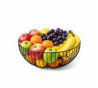 Point-Virgule Corbeille a fruit, Panier de fruits et legumes en fil metal, deco noir, grand, 35x15cm