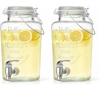 Point-Virgule Distributeur boissons avec robinet Hello Summer fontaine à boisson à robinet avec robinet 3L - Transparent (Lot de 2)