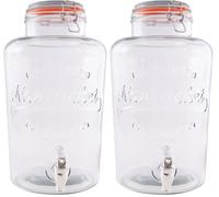 Point-Virgule Distributeur de Boisson en Verre avec Robinet, pour l'eau et des Cocktails, Meuble Bar, 8L (Lot de 2)