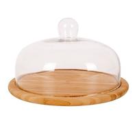 Plateau bambou + Cloche verre D30 Fromage Gâteau Point Virgule