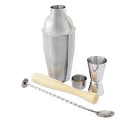 Point-Virgule Set à cocktail PV-COC-9992 en inox 4 pièces (shaker, cuillère, doseur, pilon)