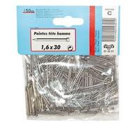 Pointe tête homme en acier brut 1.8x35mm, sachet de 190 grammes.