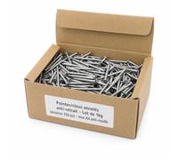 Pointes/clous annelés anti-retrait - Lot de 1kg (environ 350) - inox A4 anti-rouille - Longueur 60 mm - Diamètre 2,5 mm