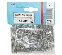 Pointes tête homme Vynex 30 x 1,6 mm Acier brut 150 g en sachet Bleu clair