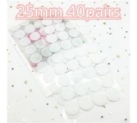 Points autocollants ruban de fixation adhésif 10/15/20/25/30mm Transparent noir blanc colle forte point autocollant étanche crochet boucle ruban ( Color : 25mm white 40pairs , Size : Loop and hook )