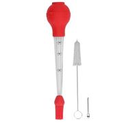 Poire à dinde, poire à jus en acier inoxydable pour la cuisson d'une grande poire à dinde avec brosse de nettoyage et aiguille pour viande, bœuf, poulet (Rouge)
