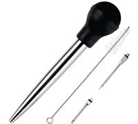 Poire à jus en Acier Inoxydable et Caoutchouc de qualité Alimentaire avec injecteur de Marinade et Brosse pour Nettoyage Facile