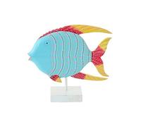 Poisson Déco sur Pied en Bois Motif Pois Multicolore 37cm