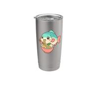 Poisson mignon mangeant ramen kawaii art amateur de nourriture Gobelet isotherme en acier inoxydable double paroi
