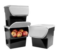 Vilde Lot de 3 récipients de conservation pour pommes de terre, oignons, légumes, 13 l, gris