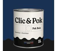 POK BOIS Peinture Bois Extérieur Intérieur - Satinée, Résistante Intempéries UV, Multisupport - 1L - RAL 5013 Bleu cobalt