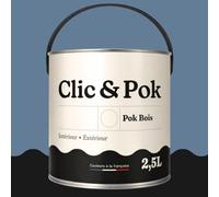 POK BOIS Peinture Bois Extérieur Intérieur - Satinée, Résistante Intempéries UV, Multisupport - 2,5L - RAL 5014 Bleu pigeon