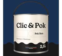 POK BOIS Peinture Bois Extérieur Intérieur - Satinée, Résistante Intempéries UV, Multisupport - 2,5L - RAL 5013 Bleu cobalt