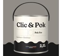 POK Peinture Fer Antirouille - Métal Extérieur Intérieur, Satinée, Protection Rouille - 2,5L - RAL 7030 Gris pierre