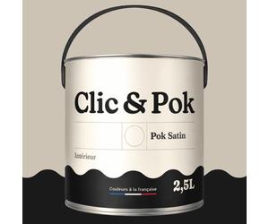 POK SATIN Peinture Mur Plafond - Intérieure Satinée, Lessivable, Multisupport - Beige - 2,5L