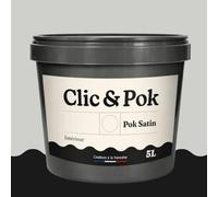 POK SATIN Peinture Mur Plafond - Intérieure Satinée, Lessivable, Multisupport - Galet Gris 50m² - 5L