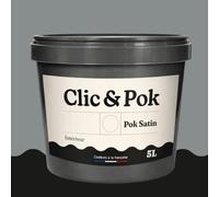 POK SATIN Peinture Mur Plafond - Intérieure Satinée, Lessivable, Multisupport - Gris clair 50m² - 5L