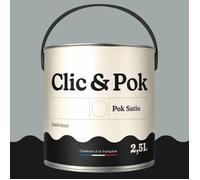 POK SATIN Peinture Mur Plafond - Intérieure Satinée, Lessivable, Multisupport - Gris Moyen - 2,5L