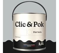 POK SATIN Peinture Mur Plafond - Intérieure Satinée, Lessivable, Multisupport - Gris Perle 25m² - 2,5L