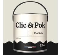 POK SATIN Peinture Mur Plafond - Intérieure Satinée, Lessivable, Multisupport - Lin Clair - 2,5L