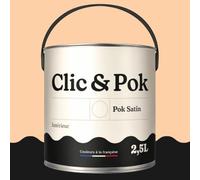 POK SATIN Peinture Mur Plafond - Intérieure Satinée, Lessivable, Multisupport - Pêche orangée 25m² - 2,5L