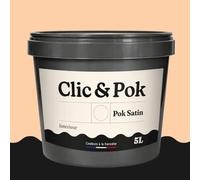 POK SATIN Peinture Mur Plafond - Intérieure Satinée, Lessivable, Multisupport - Pêche orangée 50m² - 5L
