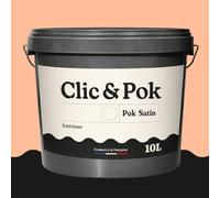 POK SATIN Peinture Mur Plafond - Intérieure Satinée, Lessivable, Multisupport - Saumon clair 100m² - 10L