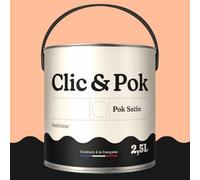 POK SATIN Peinture Mur Plafond - Intérieure Satinée, Lessivable, Multisupport - Saumon clair 25m² - 2,5L