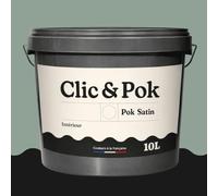 POK SATIN Peinture Mur Plafond - Intérieure Satinée, Lessivable, Multisupport - Vert Grisé 100m² - 10L