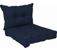 POKAR Coussin d'assise Lounge Coussin d'assise pour chaise, Couleur:Bleu foncé, Taille:Set de 2 (70x70 + 70x40)