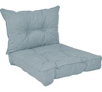 POKAR Coussin d'assise Lounge Coussin d'assise pour chaise, Couleur:Bleu, Taille:Set de 2 (70x70 + 70x40)