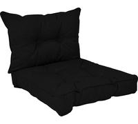 POKAR Coussin d'assise Lounge Coussin d'assise pour chaise, Couleur:Noir, Taille:Set de 2 (70x70 + 70x40)