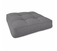 POKAR Coussin de Jardin d'Assise 60x60x10 cm en Velours Côtelé Corduroy | Galette de Chaise pour Fauteuil Rotin et Salon de Jardin | Intérieur et Extérieur | Oeko-Tex | Made in EU | Gris Foncé