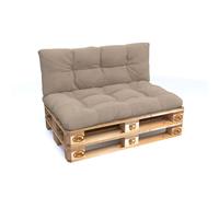 POKAR Coussin pour palette avec belle surpiqûre Garniture canapé-palette, Taille:Set coussin d'assise 120x80 + coussin de dossier 120x40, Couleur:Beige