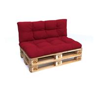 POKAR Coussin pour palette avec belle surpiqûre Garniture canapé-palette, Taille:Set coussin d'assise 120x80 + coussin de dossier 120x40, Couleur:Rouge