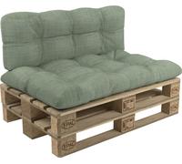 POKAR Coussin pour palette avec belle surpiqûre Garniture canapé-palette, Taille:Set coussin d'assise 120x80 + coussin de dossier 120x40, Couleur:Vert