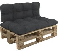 POKAR Coussin pour palette avec belle surpiqûre Garniture canapé-palette, Taille:Set coussin d'assise 120x60 + coussin de dossier 120x60, Couleur:Anthracite
