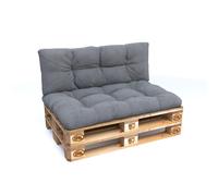 POKAR Coussin pour palette avec belle surpiqûre Garniture canapé-palette, Taille:Set coussin d'assise 120x80 + coussin de dossier 120x40, Couleur:Gris