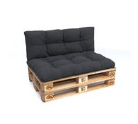 POKAR Coussin pour palette avec belle surpiqûre Garniture canapé-palette, Taille:Set coussin d'assise 120x80 + coussin de dossier 120x40, Couleur:Anthracite