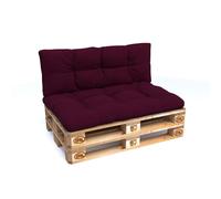 POKAR Coussin pour palette avec belle surpiqûre Garniture canapé-palette, Taille:Set coussin d'assise 120x80 + coussin de dossier 120x40, Couleur:Violet