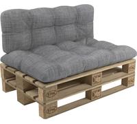POKAR Coussin pour palette avec belle surpiqûre Garniture canapé-palette, Taille:Set coussin d'assise 120x60 + coussin de dossier 120x60, Couleur:Gris