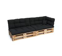 POKAR Coussin pour palette avec belle surpiqûre Garniture canapé-palette, Taille:Set de 6, Couleur:Noir