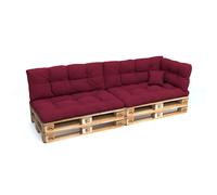 POKAR Coussin pour palette avec belle surpiqûre Garniture canapé-palette, Taille:Set de 6, Couleur:Rouge foncé