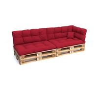 POKAR Coussin pour palette avec belle surpiqûre Garniture canapé-palette, Taille:Set de 6, Couleur:Rouge
