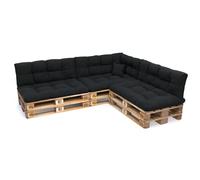 POKAR Coussin pour palette avec belle surpiqûre Garniture canapé-palette, Taille:Set de 8, Couleur:Noir