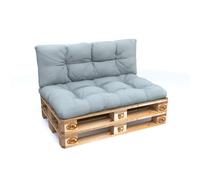 POKAR Coussin pour palette avec belle surpiqûre, Taille:Set coussin d'assise 120x80 + coussin de dossier 120x40, Couleur:Bleu