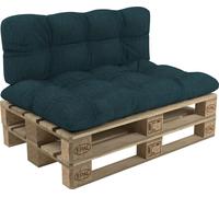 POKAR Coussin pour palette avec belle surpiqûre, Taille:Set coussin d'assise 120x80 + coussin de dossier 120x40, Couleur:Vert foncé