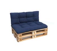 POKAR Coussin pour palette avec belle surpiqûre, Taille:Set coussin d'assise 120x80 + coussin de dossier 120x40, Couleur:Bleu foncé