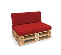POKAR Coussin pour palette Coussins de palette avec housse amovible Canapé de palette, Taille:Set coussin d'assise 120x80 + coussin de dossier 120x40, Couleur:Rouge